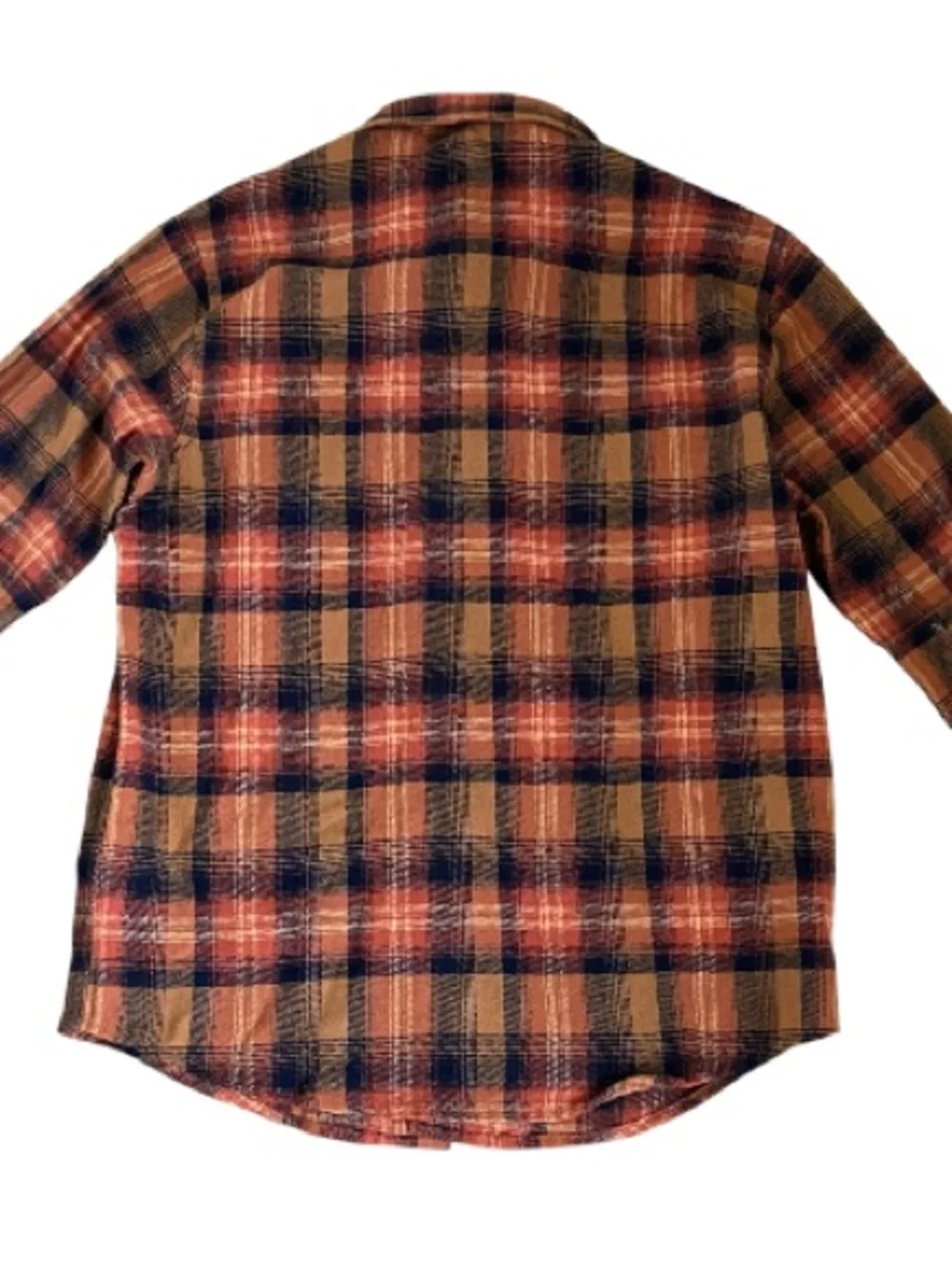OLD NAVY Orange Black Plaid Button-Down Flannel Boys Shirt Size XL 14/16